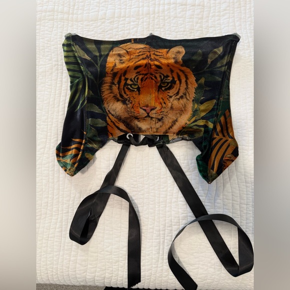 Other - Tiger Print Corset Top with Black Straps